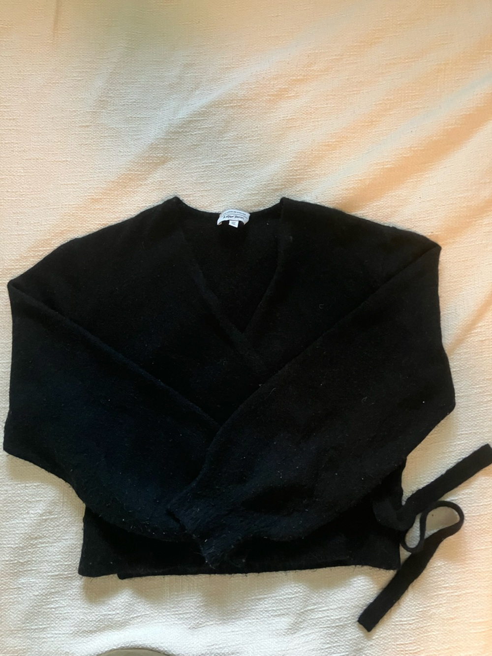 & Other Stories Black V-Neck Tie Wrap Sweater, size Medium